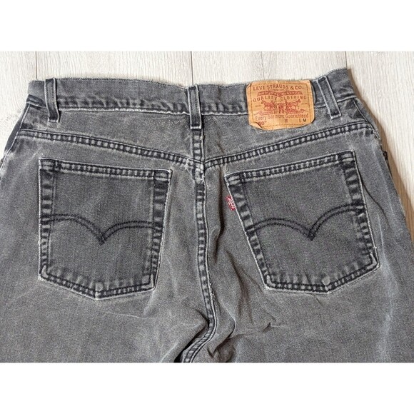 LEVI'S 550 Classic Relaxed  Tapered Black Denim Jeans Womens 14 Mis M Distressed - Picture 13 of 16